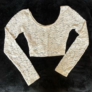 Off white lace long sleeve crop top (Size S)